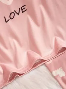 Tween Girls Navy Blue Flamingo Print Casual 2pcs Set (Long Pants & Short Sleeve Top) Loungewear