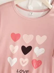 Tween Girls Navy Blue Flamingo Print Casual 2pcs Set (Long Pants & Short Sleeve Top) Loungewear