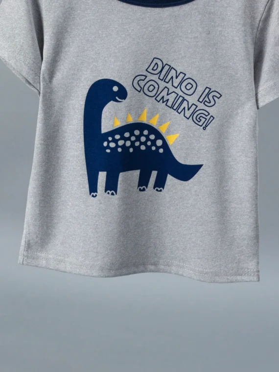 2pcs/Set Toddler Boys Cartoon Dinosaur Print Short Sleeve Pajama Set, Lightweight Spring/Summer Casual Home Outfit