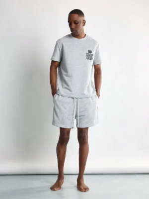 SUMWON No Sleep Club Loungewear Set Drawstring Shorts Matching T-Shirt Athletic Comfort Summer Gym Casual Home Coordinates