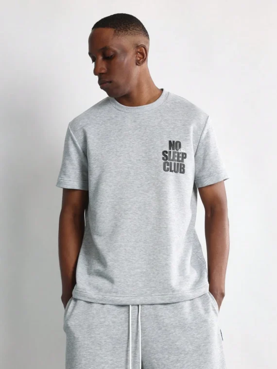 SUMWON No Sleep Club Loungewear Set Drawstring Shorts Matching T-Shirt Athletic Comfort Summer Gym Casual Home Coordinates