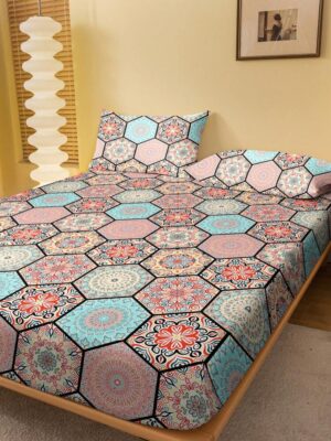 1pc Fashionable Minimalist Style Printed Flannel Fitted Sheet & Bedspread & Dustproof Cover Home Bedding