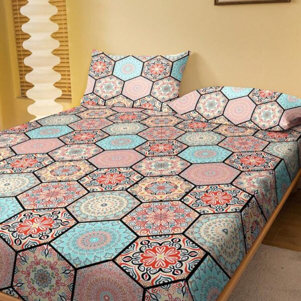 1pc Fashionable Minimalist Style Printed Flannel Fitted Sheet & Bedspread & Dustproof Cover Home Bedding