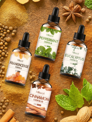 Hllozzi 30ml/1.01fl.Oz Cinnamon/Black Pepper/White Musk/Frankincense/Peppermint Essential Oil, Plant Fragrance Oil, Unique Aroma Feels Surprising, Moisturizing And Nourishing, Suitable For Body, Face And Hair Care. Can Be Used With Diffusers, Aromatherapy Stones Or Aromatherapy Wood, Suitable For Home, Office, Outdoor Camping, Car And Other Places.