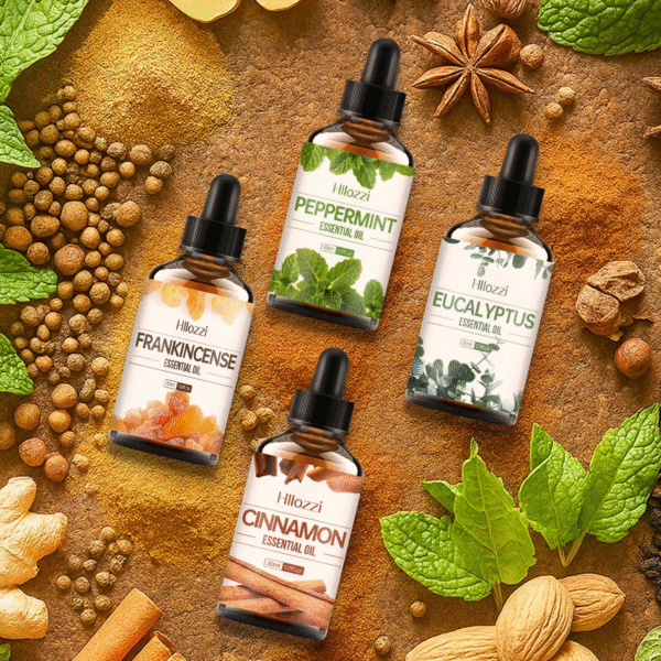 Hllozzi 30ml/1.01fl.Oz Cinnamon/Black Pepper/White Musk/Frankincense/Peppermint Essential Oil, Plant Fragrance Oil, Unique Aroma Feels Surprising, Moisturizing And Nourishing, Suitable For Body, Face And Hair Care. Can Be Used With Diffusers, Aromatherapy Stones Or Aromatherapy Wood, Suitable For Home, Office, Outdoor Camping, Car And Other Places.