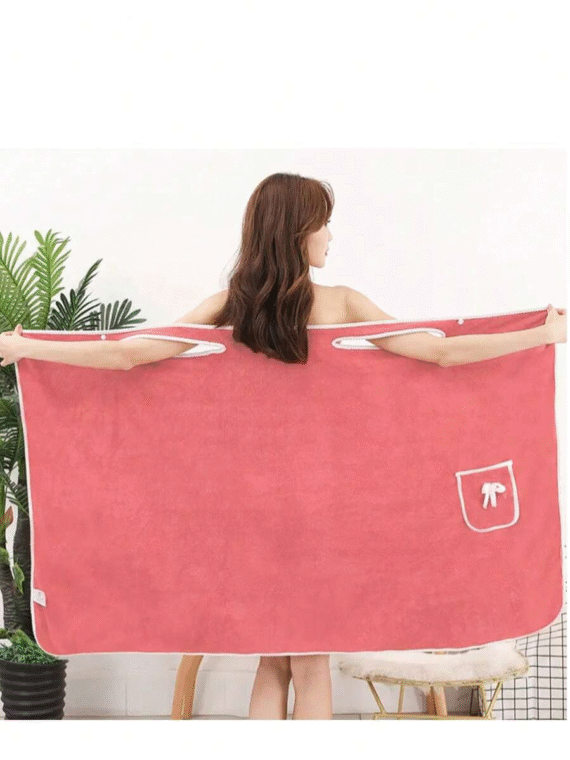 1pc Contemporary Wearable Bath Towel Skirt - Super Absorbent, Quick-Drying, Coral Fleece, Polyester, Hand Wash Only, Fantasy-Themed Oblong Knit Fabric Towel For Family, Outdoor, Spa, Sauna - Christmas Gift Home Bathroom Decor Summer Back To School