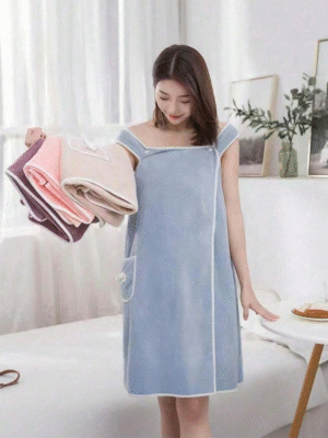 1pc Contemporary Wearable Bath Towel Skirt - Super Absorbent, Quick-Drying, Coral Fleece, Polyester, Hand Wash Only, Fantasy-Themed Oblong Knit Fabric Towel For Family, Outdoor, Spa, Sauna - Christmas Gift Home Bathroom Decor Summer Back To School