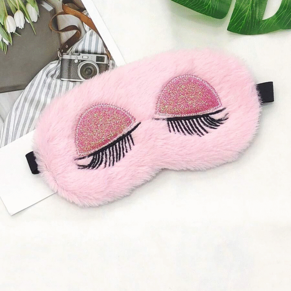 1pc Pink Plush Cute Eye Mask, Modern Style Polyester Fiber Sleeping Shade, Suitable For Home Travel Gift For Bedroom, Travel, Office, School, Back To School Supplies