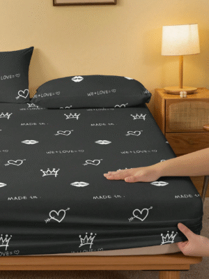 1pc Minimalist & Modern Interesting Geometric Arrow Heart Printed Brushed Fitted Sheet, Bedroom Printed Bedding Set (Excluding Pillowcase)