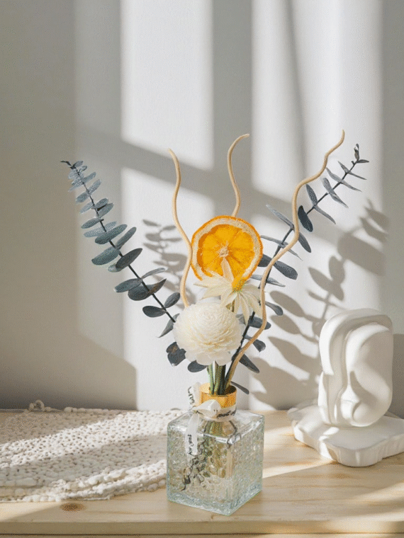 1 Set Aromatherapy Diffuser Kit (Includes Dried Flowers, Rattan), Indoor Fragrance Therapy, Natural Plant Mixed Essential Oil, Home Decor Fragrance, Flammeless Rattan Sticks Incense Decor, Long-Lasting Aroma, Suitable For Gifts, Birthdays, Christmas, For Indoor Bedroom, Study, Living Room, Bathroom, Etc.