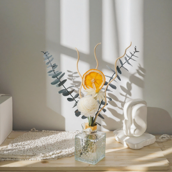 1 Set Aromatherapy Diffuser Kit (Includes Dried Flowers, Rattan), Indoor Fragrance Therapy, Natural Plant Mixed Essential Oil, Home Decor Fragrance, Flammeless Rattan Sticks Incense Decor, Long-Lasting Aroma, Suitable For Gifts, Birthdays, Christmas, For Indoor Bedroom, Study, Living Room, Bathroom, Etc.