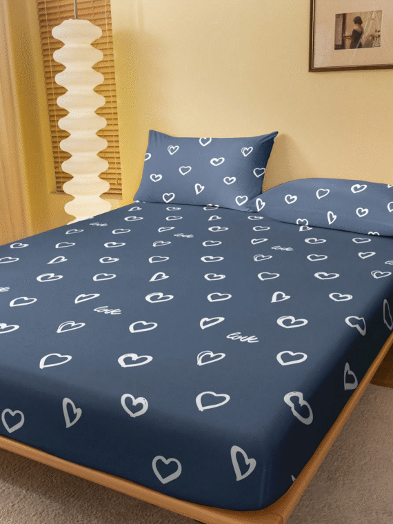 1pc Fashionable Minimalist Geometric Print Brushed Fitted Sheet/Cover, Breathable And Dustproof Bedding For Bedroom