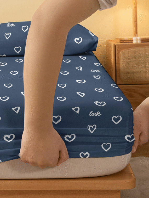 1pc Fashionable Minimalist Geometric Print Brushed Fitted Sheet/Cover, Breathable And Dustproof Bedding For Bedroom