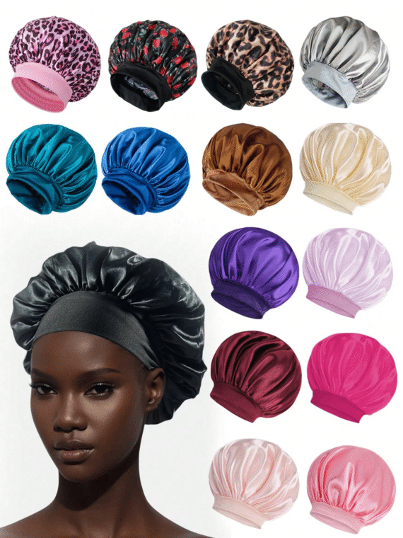 1pc Satin Sleeping Cap,Adjustable Sleeping Cap,Ladies And Gentlemen Satin Sleeping Cap,Comfortable To Wrap