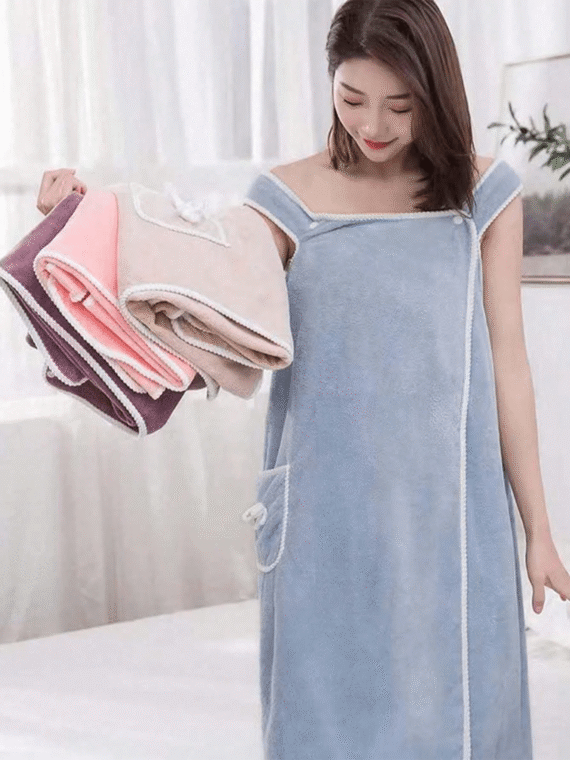 1PC Women Bath Towels(SIZE:80cm*135cm), Girls Wearable Fast Drying Bathing Beach Spa Bathrobes Wash Clothing, Shower Bath And Gym Towel,Super Soft Coral Fleece Bath Towel With Pockets,Women's Bath Towel Set, Wearable Bath Towel With Pocket