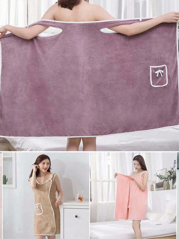 1PC Women Bath Towels(SIZE:80cm*135cm), Girls Wearable Fast Drying Bathing Beach Spa Bathrobes Wash Clothing, Shower Bath And Gym Towel,Super Soft Coral Fleece Bath Towel With Pockets,Women's Bath Towel Set, Wearable Bath Towel With Pocket