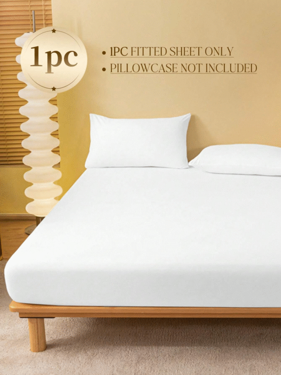 1pc Solid Color Fitted Sheet, Mattress Protector, Mattress Cover For Bed, Deep Pocket Fitted Sheet, Soft And Breathable, For All Size Bed -Twin, Full, King, Queen Size Sheet