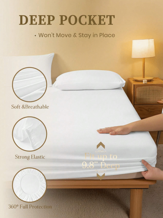 1pc Solid Color Fitted Sheet, Mattress Protector, Mattress Cover For Bed, Deep Pocket Fitted Sheet, Soft And Breathable, For All Size Bed -Twin, Full, King, Queen Size Sheet