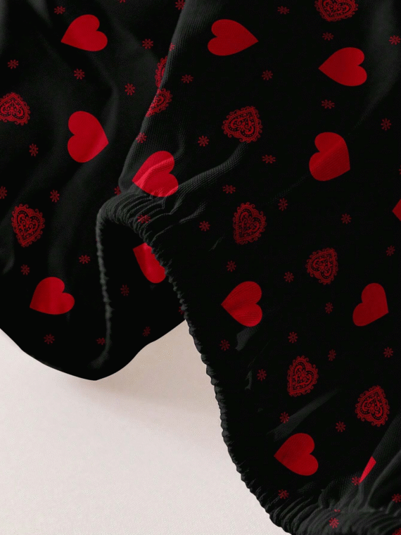 1pc Love Pattern Printed Brushed Fitted Sheet, Bedroom Printed Bed Cover, Bedding (Pillowcases Not Included)