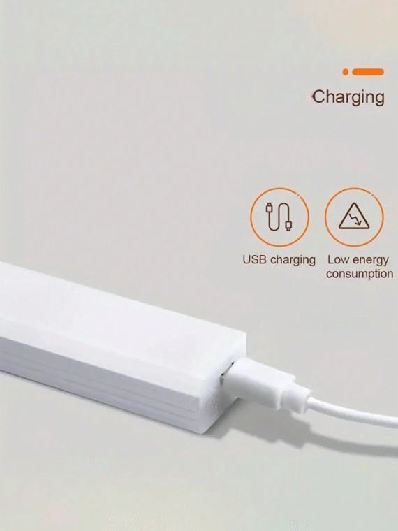 1pc/2pcs LED Wireless Motion Sensor Cabinet Light, Magnetic USB Rechargeable Night Light (10/20/30/50cm), Lighting For Kitchen, Bedroom, Cabinet, Wardrobe, Stairs, Corridor (Please Watch The Video For Installation Guide)