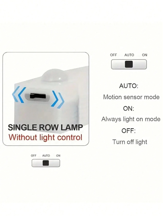1pc/2pcs LED Wireless Motion Sensor Cabinet Light, Magnetic USB Rechargeable Night Light (10/20/30/50cm), Lighting For Kitchen, Bedroom, Cabinet, Wardrobe, Stairs, Corridor (Please Watch The Video For Installation Guide)