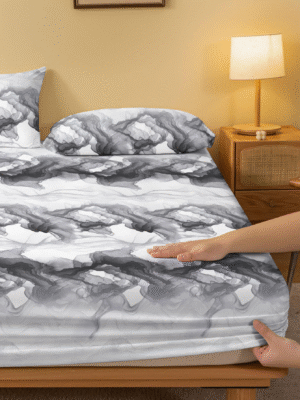 1pc Marble Pattern Fitted Sheet, Modern Abstract Marble Pattern Dust-proof Bedding Fitted Sheet For Bedroom
