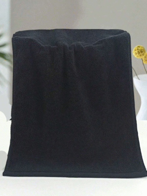 1pc Solid Black Or Solid White Soft And Absorbent Towels, Suitable For Adult Household Use, Washing Face, Bathing And As Hotel Gift. Available In The Following Sizes: 35*70cm For Hand Towel, 70*140cm For Bath Towel, 30*30cm For Face Towel, 80*180cm For Thickened Bath Towel And 100*200cm For Large Bath Blanket. Home Bathroom Decor Back To School For Beauty Salon Home