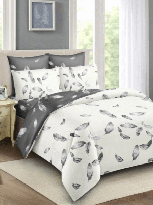 3pcs/Set Feather Pattern Duvet Cover Set(1 Duvet Cover & 2 Pillowcase)Soft And Skin-Friendly Duvet Cover Bedding Set For Home, All Season Bed Sheets Set