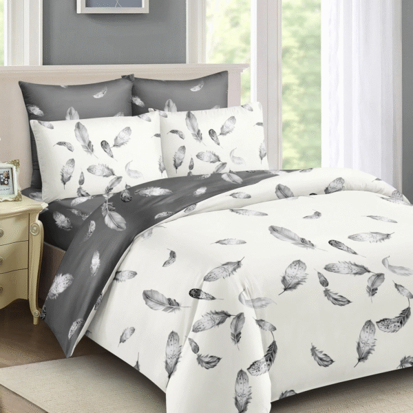 3pcs/Set Feather Pattern Duvet Cover Set(1 Duvet Cover & 2 Pillowcase)Soft And Skin-Friendly Duvet Cover Bedding Set For Home, All Season Bed Sheets Set