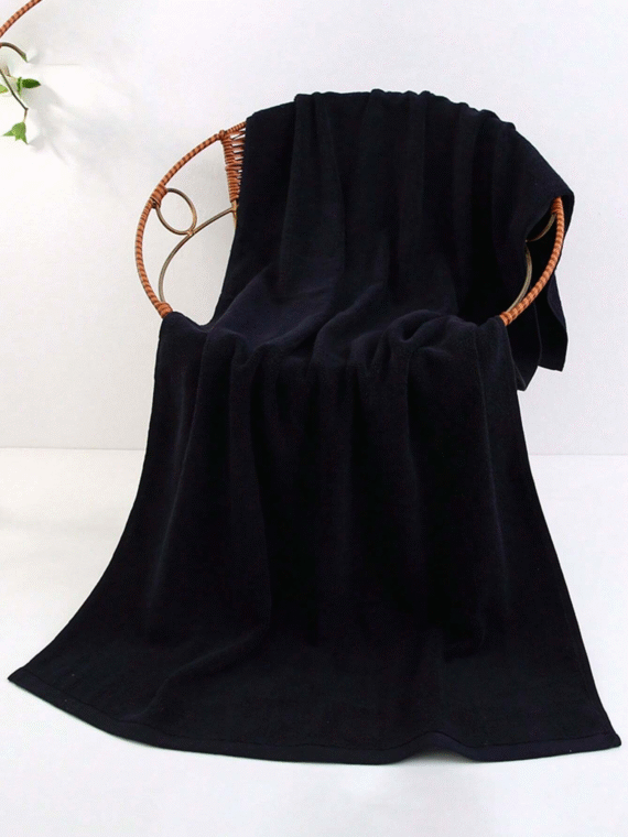 1pc Solid Black Or Solid White Soft And Absorbent Towels, Suitable For Adult Household Use, Washing Face, Bathing And As Hotel Gift. Available In The Following Sizes: 35*70cm For Hand Towel, 70*140cm For Bath Towel, 30*30cm For Face Towel, 80*180cm For Thickened Bath Towel And 100*200cm For Large Bath Blanket. Home Bathroom Decor Back To School For Beauty Salon Home