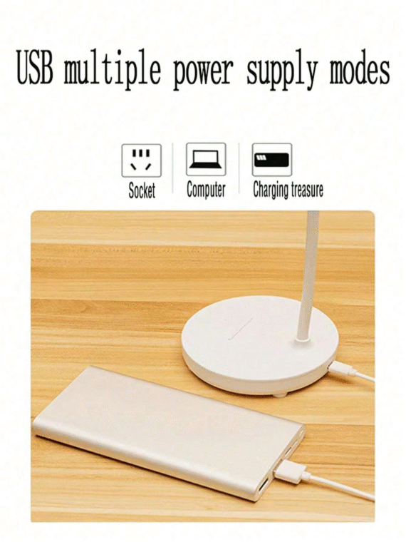 1pc Three-Color Adjustable Desk Lamp, Usb Powered Table Lamp, Portable Led Night Light For Studying Reading Bedroom And Dormitory