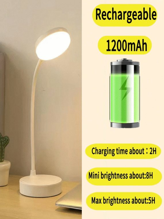 1pc Three-Color Adjustable Desk Lamp, Usb Powered Table Lamp, Portable Led Night Light For Studying Reading Bedroom And Dormitory