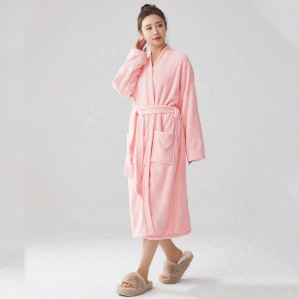 1pc Multi-Needle Collar Bathrobe, Long Robe, Adult Unisex Kimono Robe, Hotel/Spa Use, All Season, Absorbent & Quick Dry, Loose Fit, Multi-Color, Simple Design, Bathroom & Home Essentials Back To School