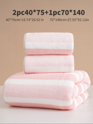 1/3/8pcs Coral Fleece Super Fine Fiber Non-Shedding Bath Towel/Face Towel, Soft Absorbent Striped Bathroom Towel, Suitable For Bathroom, Pool, Beach Back To School For Beauty Salon Home Bathroom