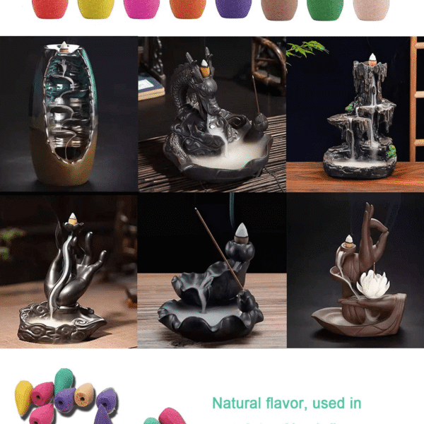 Backflow Incense Cones Waterfall Incense Rose Tulip Jasmine Lavender Rose For Backflow Incense Burner Holder Natural | Meditation & Yoga Gift Gifts Birthday Graduation