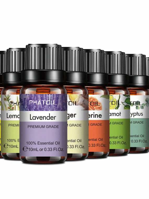 PHATOIL 1pc 10ml/0.33fl.Oz Essential Oils For Diffusers Humidifier Aromatherapy Massage Bath Relaxation, Lavender, Jasmine, Eucalyptus, Vanilla, Peppermint, Sandalwood, Frankincense, Sweet Orange, Ylang Ylang, Lemon, Rose, Bergamot, Tea Tree, Clove, Lemongrass, Patchouli, Rosemary, Geranium, Citronella, Cinnamon, Grapefruit, Chamomile, Clary Sage, Ginger, Myrrh, Tangerine, Thyme, Vetiver